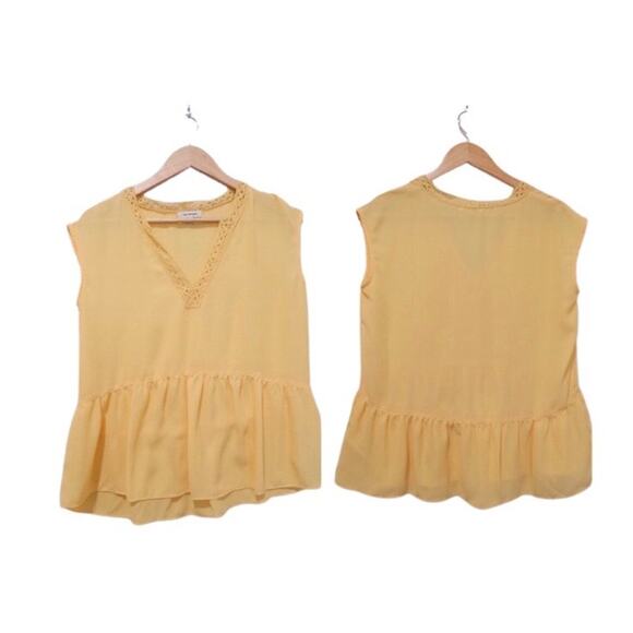 Max studio yellow sleeveless top fit and flare style - Picture 3 of 5